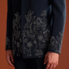 Navy Blue Jodhpuri Suit In Lachkaa Fabric With Hand Embroidery - Image 2