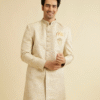 Cream Self Design Indo Western - Image 2