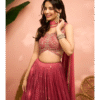 Elegant Dusty Light Pink Art Silk Crop Top Lehenga with Stone Work and Zari - Image 2