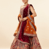 Orange Maroon Embroidered Bridal Lehenga - Image 3