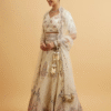 Beige Cream Sitara Embroidered Bridal Lehenga - Image 4
