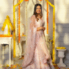 Carnation Pink Floral Embroidered Bridal Lehenga with Mirror Embellishments - Image 3