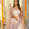 Carnation Pink Floral Embroidered Bridal Lehenga with Mirror Embellishments - Image 2