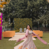 Dark Cream And Pink Paisley Patterned Bridal Lehenga - Image 4