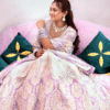 Light Blue Floral Jaal Patterned Bridal Lehenga - Image 3