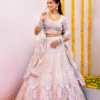 Light Blue Floral Jaal Patterned Bridal Lehenga - Image 2