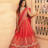 Classic Red Floral Aari Embroidered Bridal Lehenga with Buta Motifs - Image 2
