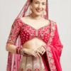 Radiant Red and Mustard Bridal Art Silk Bridal Lehenga - Image 3